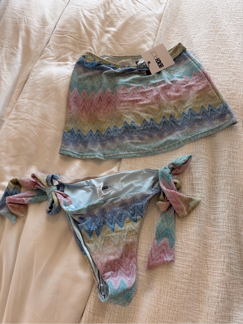 Beach Riot Pastel Zigzag Tie-Side Bikini Set